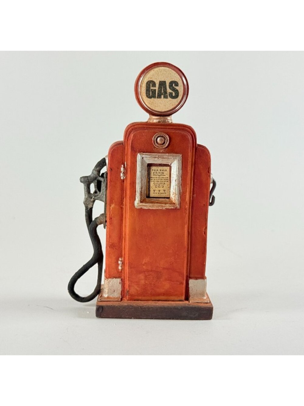 Vintage 1930s Style Red Gas Pump Miniature Resin Replica Service Station Decor